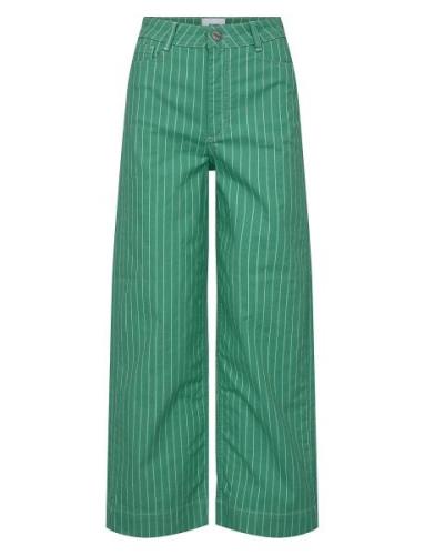 Nuparis Cropped - Green Stripe Bottoms Jeans Wide Green Nümph