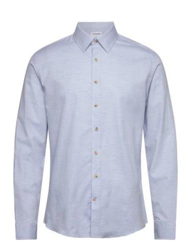 Mélange Herringb Shirt L/S Tops Shirts Casual Blue Lindbergh