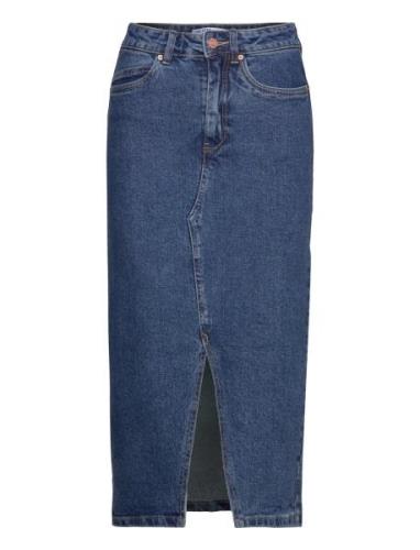 Vmveri Hr Calf Denim Skirt Ga Mix Noos Knelangt Skjørt Blue Vero Moda