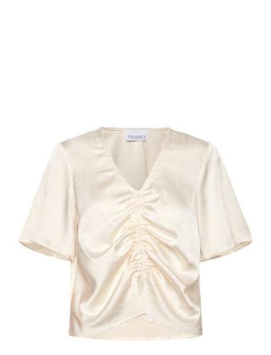 Serafina Ss Blouse Tops Blouses Short-sleeved Cream Noella