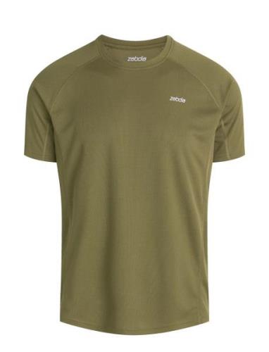 Men Sports T-Shirt/Chest Print Sport T-shirts Short-sleeved Khaki Gree...