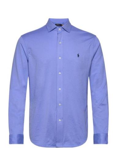 Jersey Spread-Collar Shirt Tops Shirts Casual Blue Polo Ralph Lauren