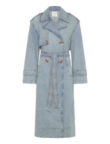 Double Breasted Denim Trench Trench Coat Kåpe Blue Mango