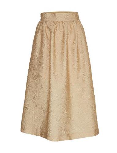 Mschaldis Skirt Knelangt Skjørt Beige MSCH Copenhagen