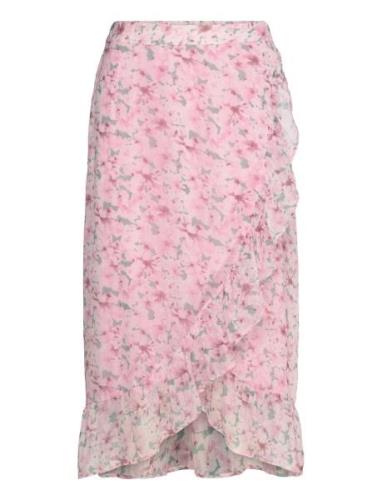 Vmsmilla H/W Wrap Skirt Wvn Ga Knelangt Skjørt Pink Vero Moda