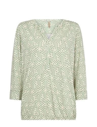 Sc-Felicity Aop Tops Blouses Long-sleeved Green Soyaconcept