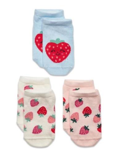 Ankle Socks 3P Strawberry Sokker Strømper Multi/patterned Lindex