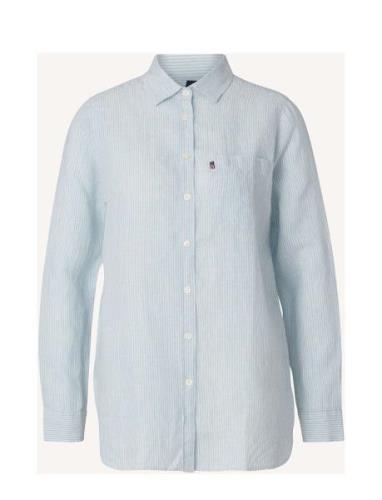 Isa Linen Shirt Tops Shirts Long-sleeved Blue Lexington Clothing