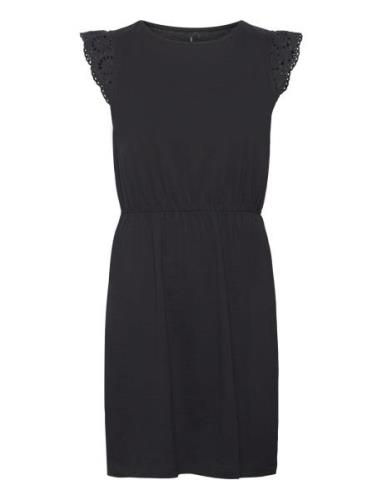 Vmemily Sl Gathering Dress Jrs Noos Kort Kjole Black Vero Moda