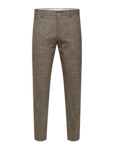 Slhslim-Oasis Linen Trs Noos Bottoms Trousers Formal Brown Selected Ho...