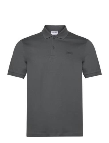 Smooth Cotton Slim Polo Tops Polos Short-sleeved Grey Calvin Klein