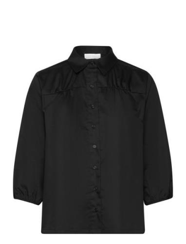 Lr-Isla Solid Tops Shirts Long-sleeved Black Levete Room