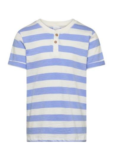 Top Ss Essentials W Placket St Tops T-shirts Short-sleeved Blue Lindex