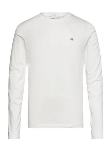 Slim Shield Ls T-Shirt Tops T-shirts Long-sleeved White GANT