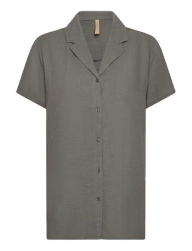 Sc-Alema Tops Shirts Short-sleeved Khaki Green Soyaconcept