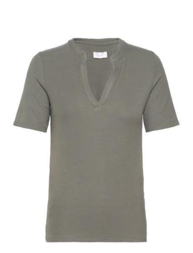 Lr-Ika Tops T-shirts & Tops Short-sleeved Khaki Green Levete Room