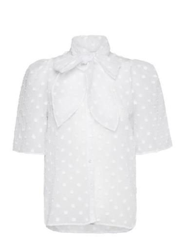 Shortsleeved Bow Shirt Tops Blouses Short-sleeved White Stella Nova