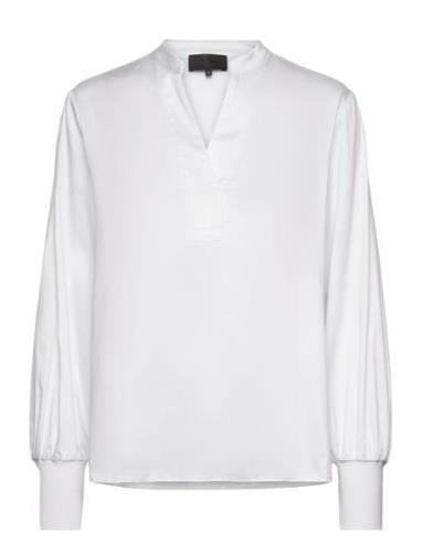 Lr-Isla Solid Tops Shirts Long-sleeved White Levete Room