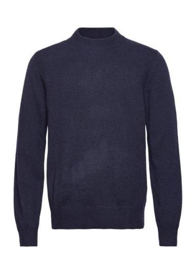 Akrico Lambswool Knit Tops Knitwear Round Necks Navy Anerkjendt