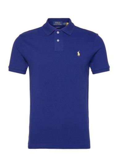 Slim Fit Mesh Polo Shirt Tops Polos Short-sleeved Blue Polo Ralph Laur...