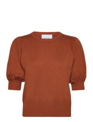 Liva Knit Tee Tops Knitwear Jumpers Brown Minus