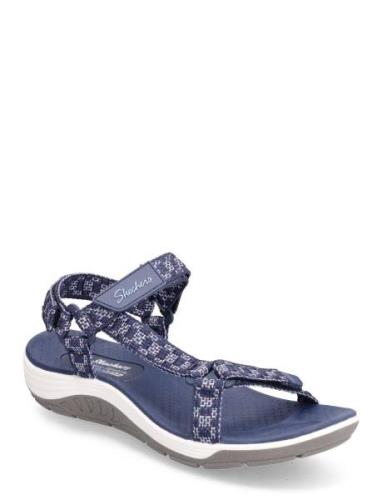 Womens Reggae Cup Sandal Flate Sandaler Blue Skechers