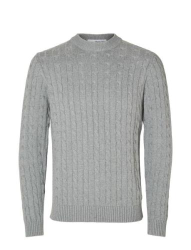 Slhryan Structure Crew Neck Tops Knitwear Round Necks Grey Selected Ho...