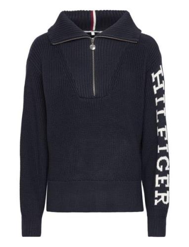 Placed Hilfiger 1/2 Zip Sweater Tops Knitwear Jumpers Navy Tommy Hilfi...