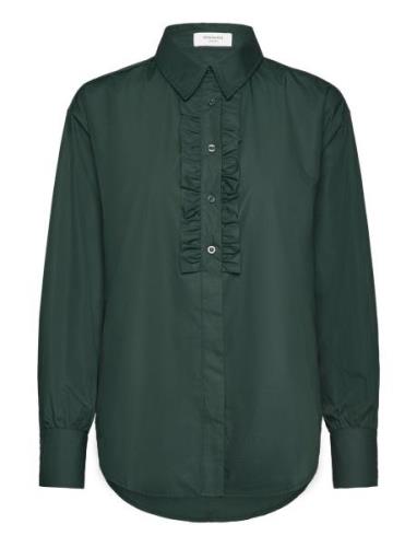 Rwsebony Shirt W/Ruffles Tops Shirts Long-sleeved Green Rosemunde