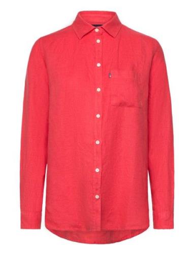 Isa Linen Shirt Tops Shirts Long-sleeved Red Lexington Clothing