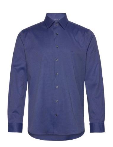 Diamond Dobby Slim Shirt Tops Shirts Business Blue Michael Kors