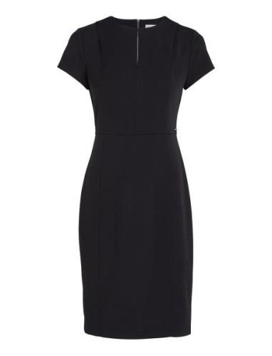 Scuba Crepe Ss Cut Out Dress Kort Kjole Black Calvin Klein