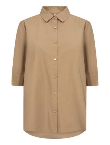 Sc-Netti Tops Shirts Short-sleeved Beige Soyaconcept