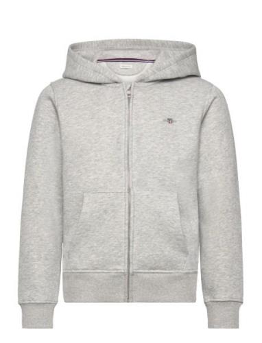 Shield Zip Hoodie Tops Sweat-shirts & Hoodies Hoodies Grey GANT