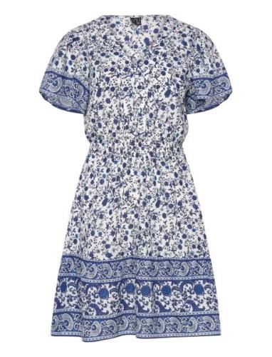 Vmmilan Ss Short Dress Wvn Ga Kort Kjole Blue Vero Moda