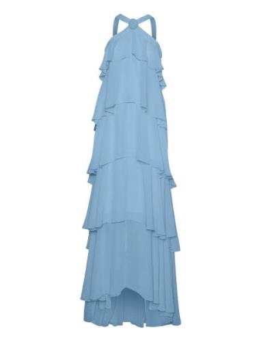 Vmfelicia Sl Ruffle Maxi Dress Exp Maxikjole Festkjole Blue Vero Moda