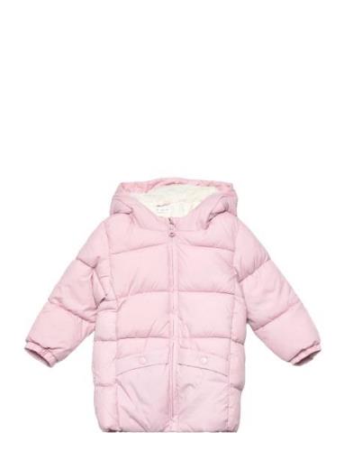 Padded Anorak With Shearling Lining Fôret Jakke Pink Mango