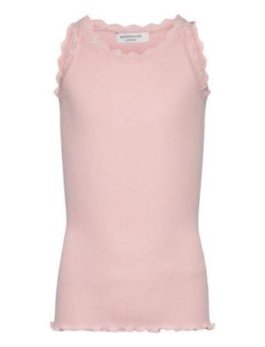 Beatha Silk Top W/ Lace Tops T-shirts Sleeveless Pink Rosemunde Kids