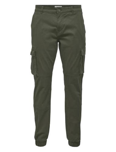 Onscam Stage Cargo Cuff Pk 6687 Bottoms Trousers Cargo Pants Khaki Gre...