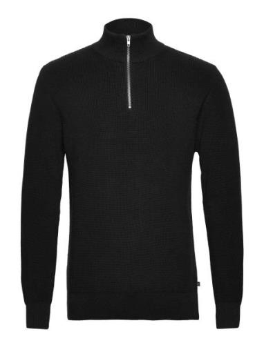 Mario Half Zip Tops Knitwear Half Zip Jumpers Black Clean Cut Copenhag...