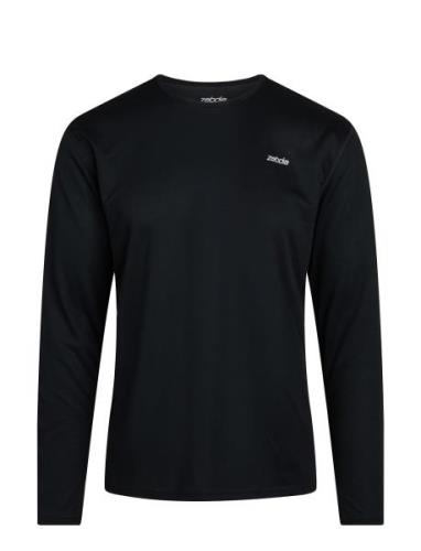 Men L/S Sports Tee Sport T-shirts Long-sleeved Black ZEBDIA