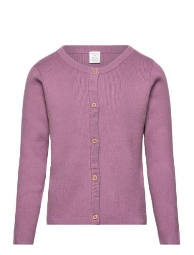 Cardigan Rib Tops Knitwear Cardigans Purple Lindex