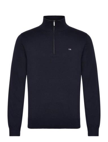 Clay Cotton Half-Zip Sweater Tops Knitwear Half Zip Jumpers Navy Lexin...