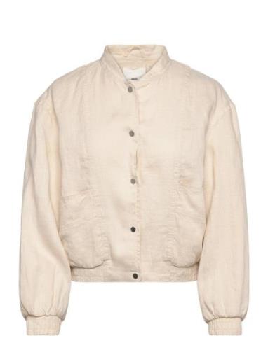 Buttons Linen-Blend Jacket Outerwear Jackets Light-summer Jacket Beige...