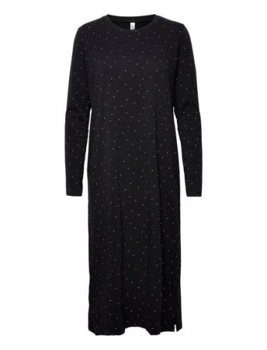 Ls Nightdress Aop Jersey Nattkjole Black Lindex