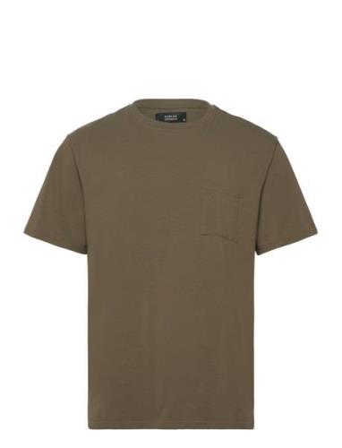 Clean Formal Stretch T-Shirt Tops T-shirts Short-sleeved Khaki Green C...