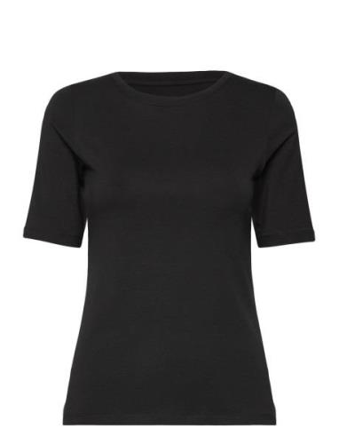 Women Bamboo S/S T-Shirt Slim Fit Topp Black URBAN QUEST