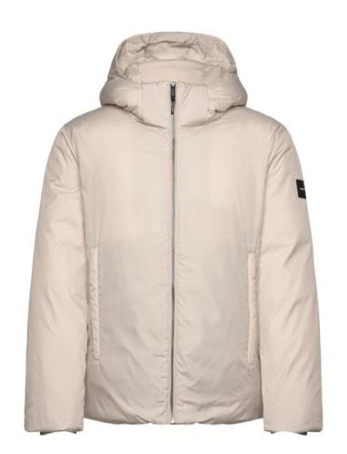 Non Quilt Padded Hooded Jacket Ullfrakk Frakk Cream Calvin Klein