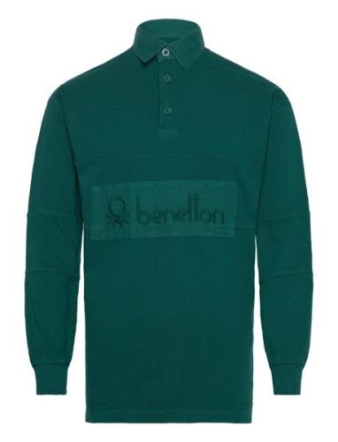 L/S Polo Shirt Tops Polos Long-sleeved Green United Colors Of Benetton