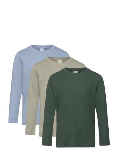 Top L S Slub 3 Pack Tops T-shirts Long-sleeved T-shirts Green Lindex